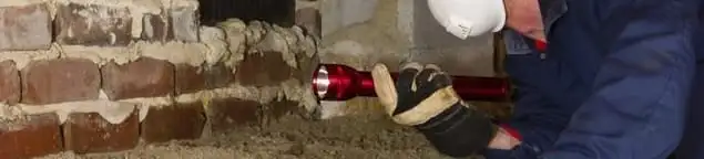 Pest control technician inspecting a crawl space for ant activity and entry points in Pasadena, CA